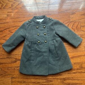 Girls' Double-Breasted Wool-Blend Pea Coat - Grey